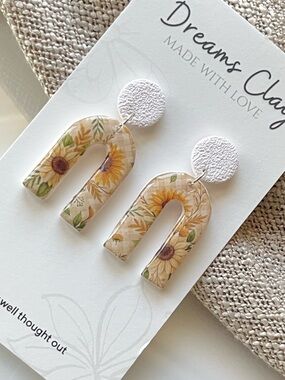 Sunflower Arch Resin Dangle Earrings